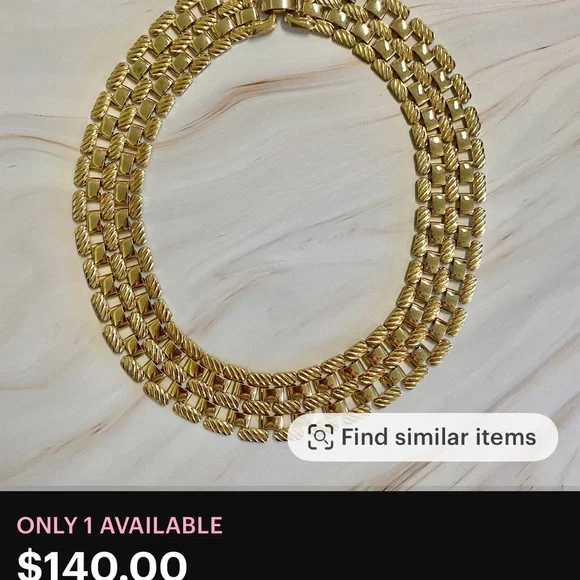 Vintage Flat chain Gold Necklace - Picture 3 of 3